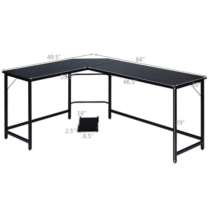 L-Shaped Computer Desk Corner Workstation Study Gaming Table Home Office-Black