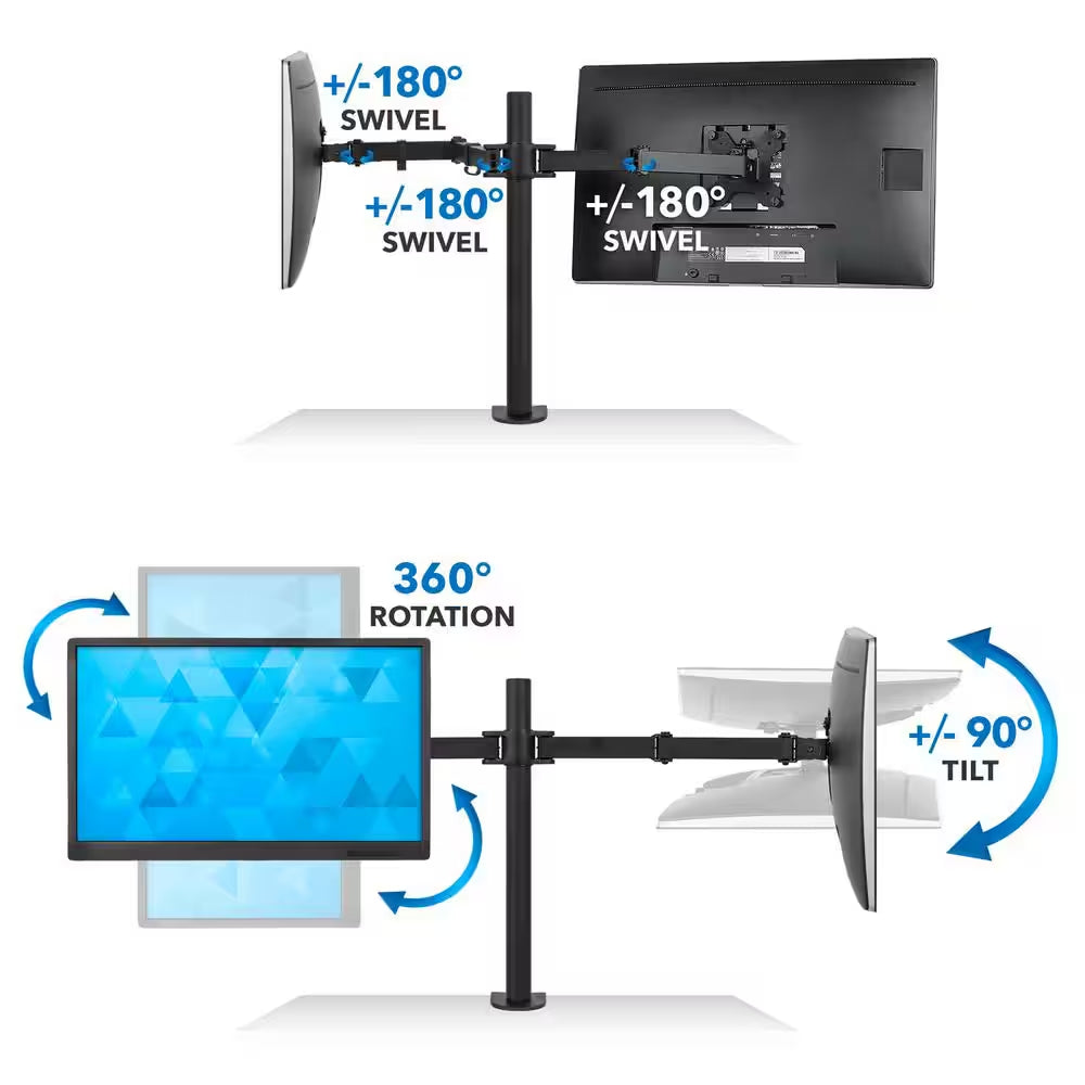 Full Motion Dual Monitor Desk Mount Fits 32 In. Monitors