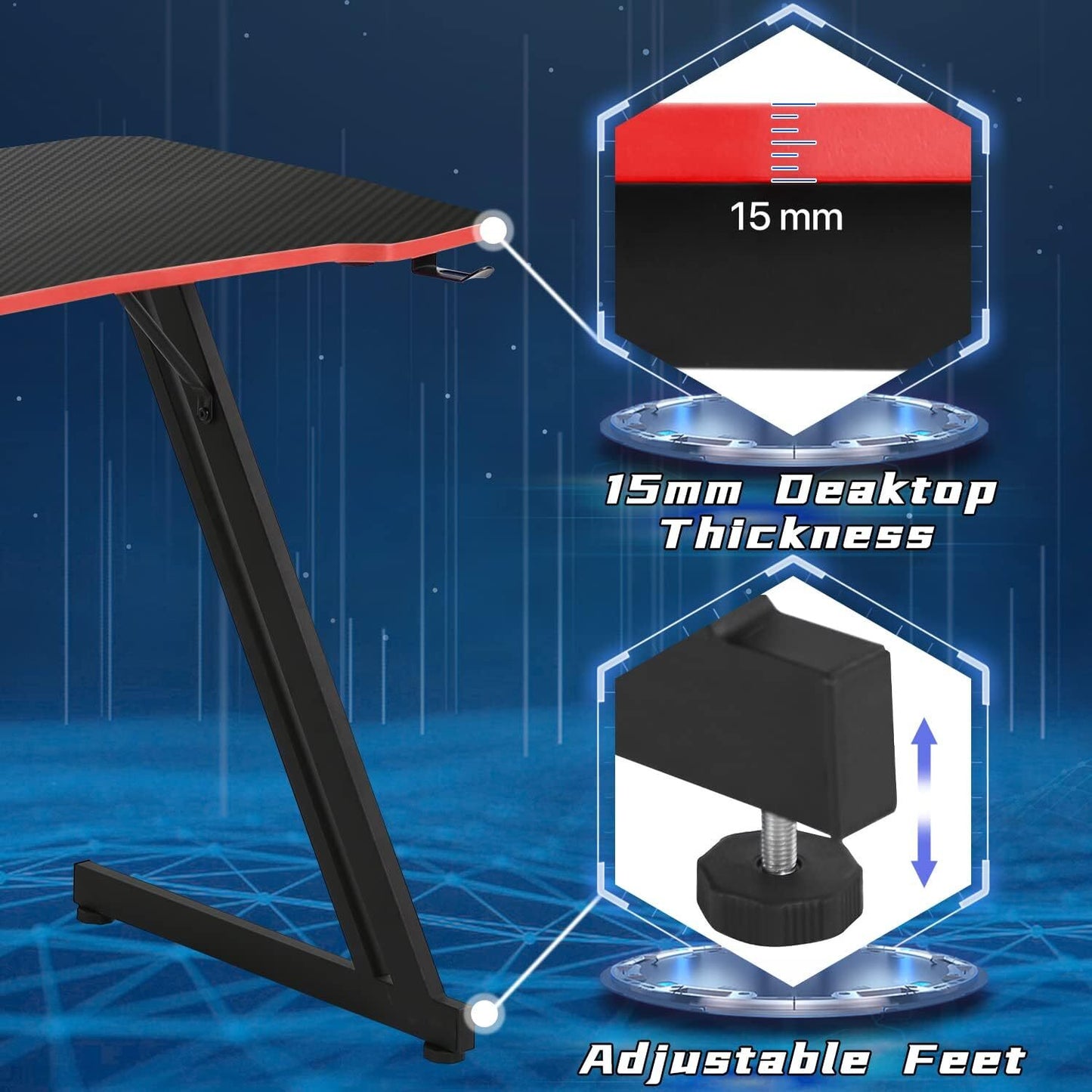 39.4" Gaming Desk Computer Gaming Writing Table Modern Ergonomic Racing Style