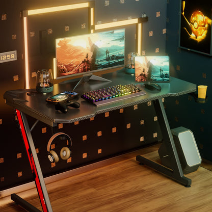 Gaming Desk, Computer and Gaming Table Z Shaped for Pc, Workstation, Home, Offic