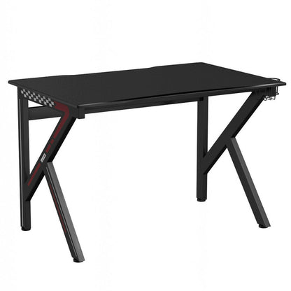 K-Shaped Gaming Desk with Cup Holder Headphone